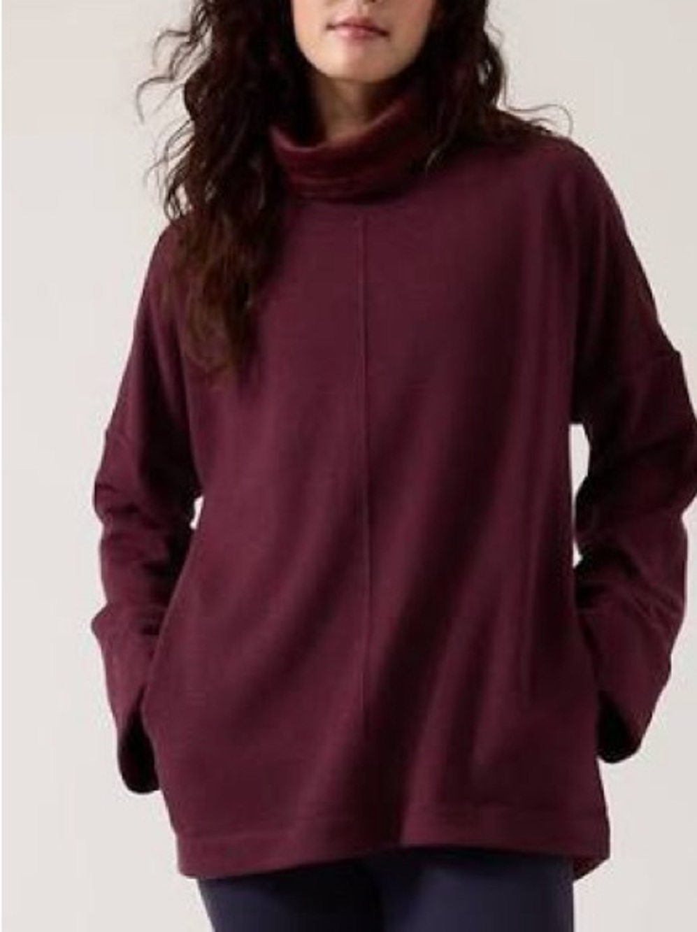 ATHLETA Cozy Karma Funnel Neck Sweatshirt Burgundy Medium